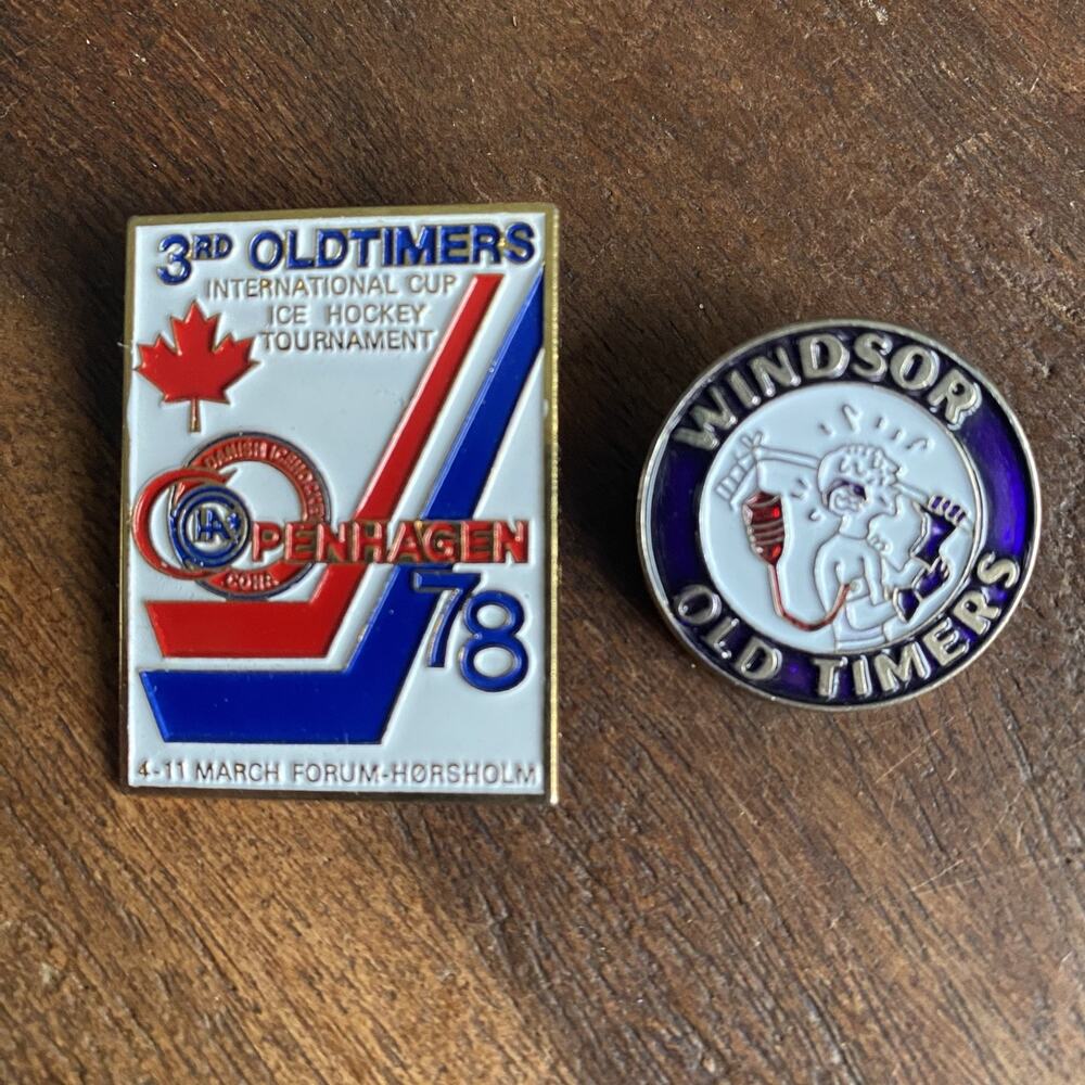 Vintage Old Timers Ice Hockey Club Tournament Windsor Canada Pin